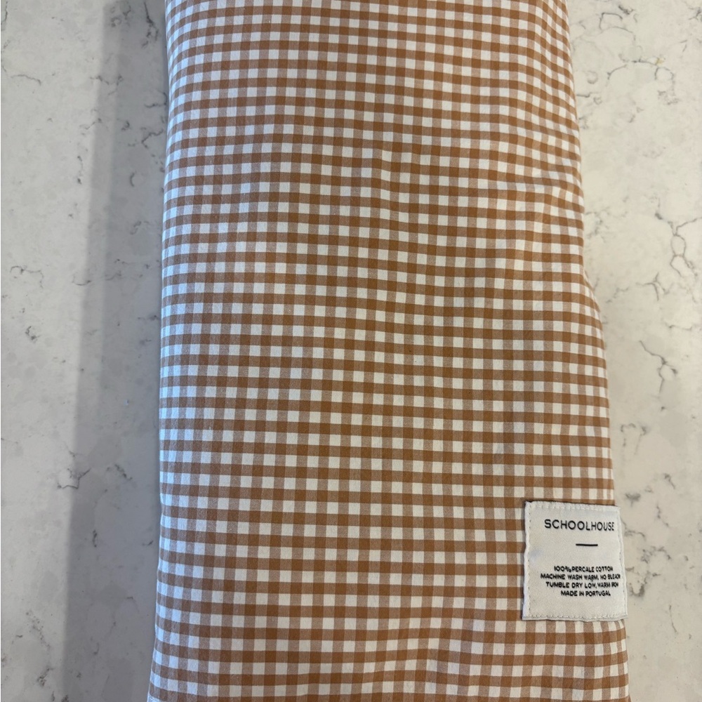Schoolhouse Brown and White Gingham Shower Curtain